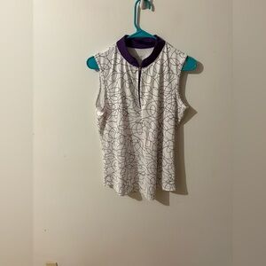 Jofit Purple and White Zip-Up Tank Top Size Medium